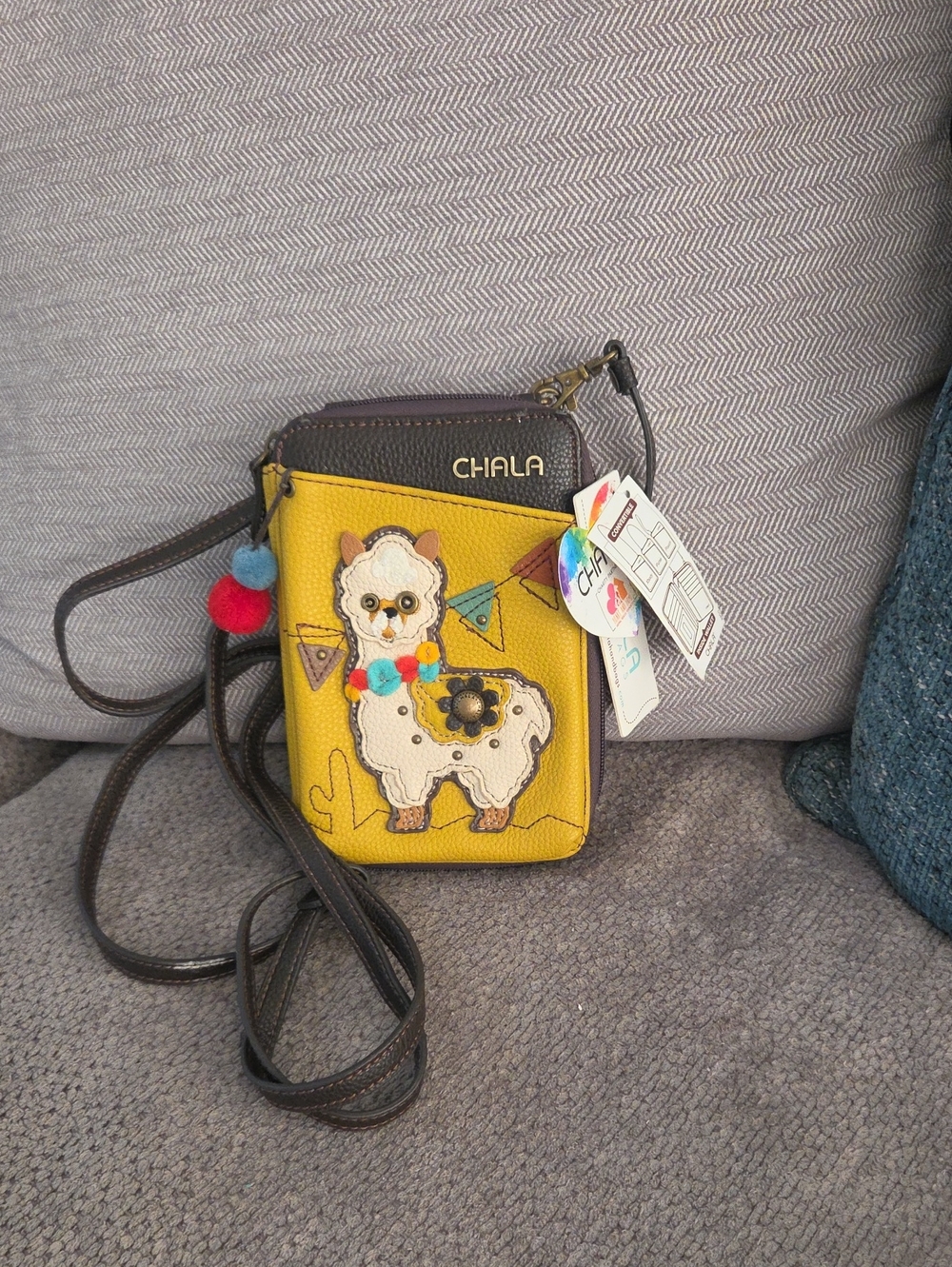 Chala Llama Cell Phone Wallet Crossbody Bag - Mustard Yellow NWT